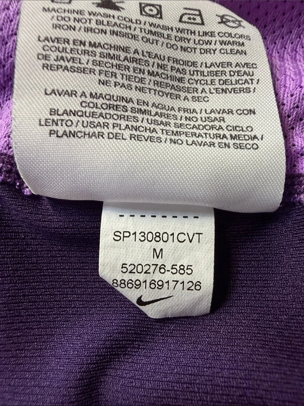 Nike Purple Short-Sleeve Dri-FIT Tee with Violet Trim Size Medium